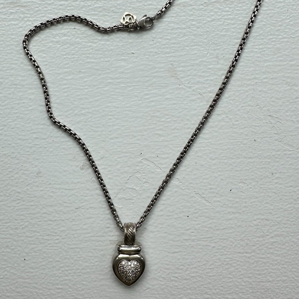 David Yurman Pavé Diamond Heart Pendant Necklace